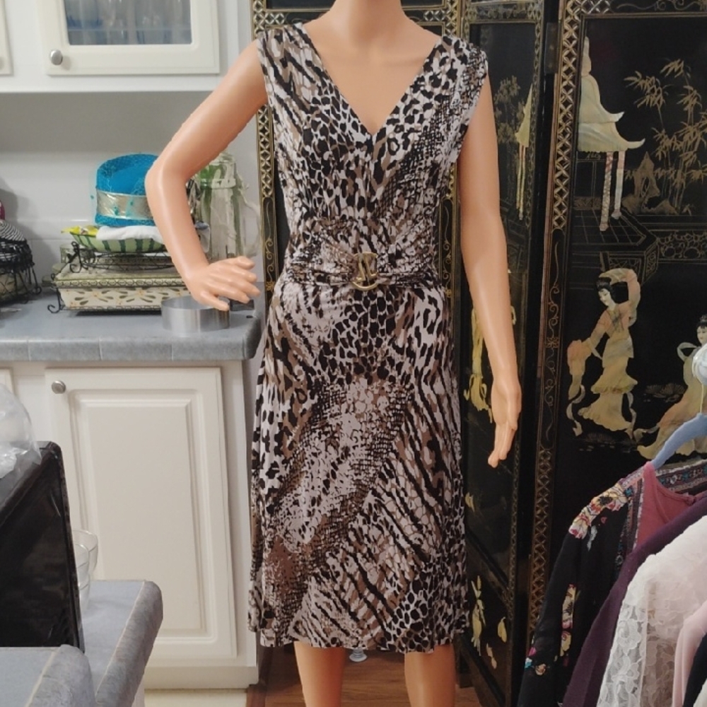 Leopard Print V-Neck Dress